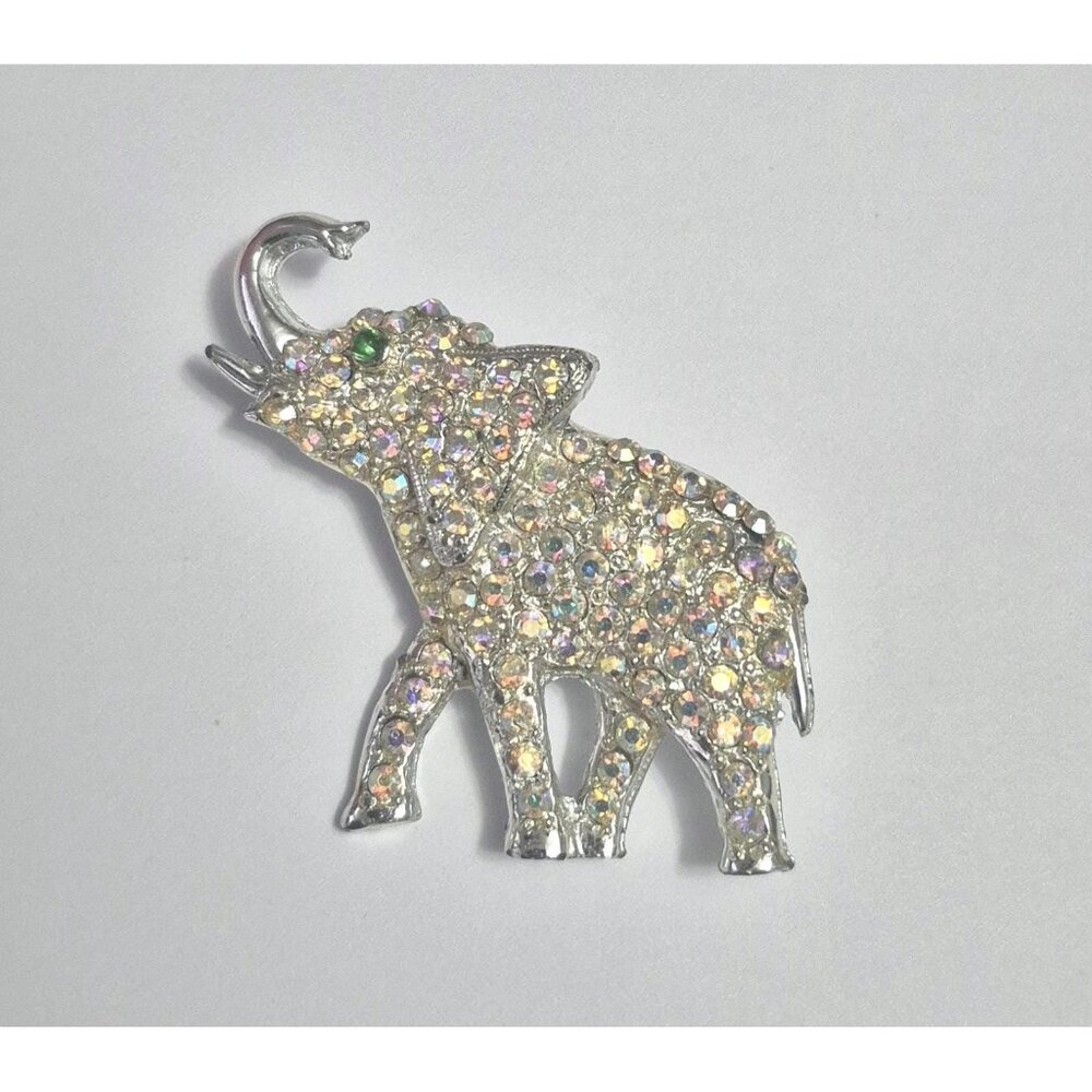 Rhinestone elephant brooch